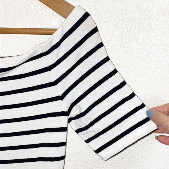 WHBM Striped Skater Off Shoulder Mini Dress - Picture 8 of 11